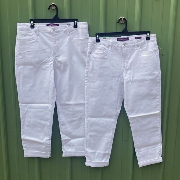 Gloria Vanderbilt White Ladies' Cuffed Boyfriend Jean Pants 2-Pack Size 12 - Picture 1 of 8